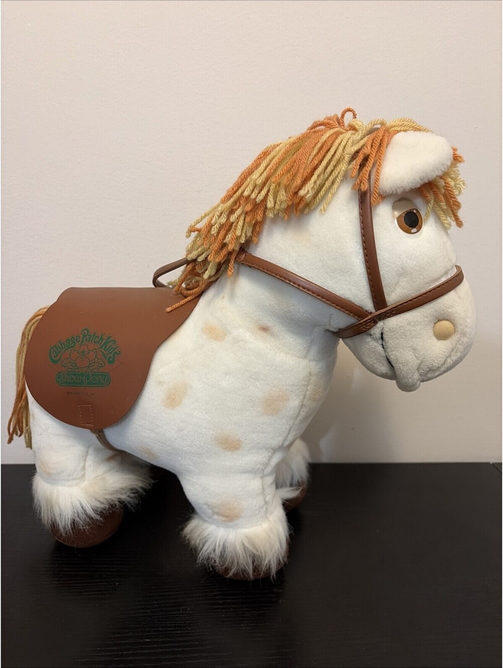 VINTAGE Cabbage Patch Kids Spotted Show Pony Hors 1984 Coleco Plush Saddle